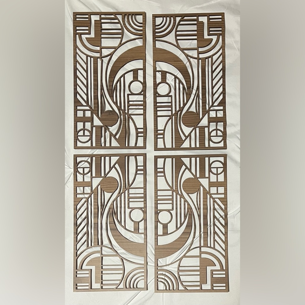 Frank Lloyd Wright Style Geometric Wall Art Panels